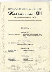 Sotainvalidien viikon Kirkkokonsertti 1957 Turun Tuomiokirkko