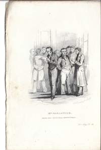 Vanha kuvitus vedos = print / taiteilija  Alfred Johannot 1800-1837 pinx ; Blanchard sculp= kaivertaja   22x14 cm