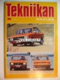 Tekniikan Maailma 1972 nr 9, Koeajossa VW K70, Esitteillä pienet harrikat (Harley-Davidson) 1972, Volvo 144S voitelu, Audi 100 GL esitellään, Flipper HT, TM koeajaa: