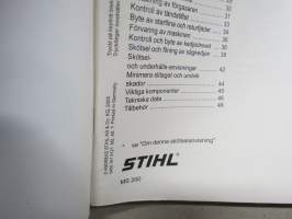 Stihl MS 200 moottorisaha -käyttöohjekirja, monikielinen - suomi, ruotsi, norja, tanska