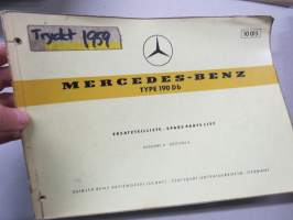 Mercedes -Benz Type 190, 10 015, Ersatzteilliste Ausgabe A, Stand von Juni 1959 - Spare parts list edition A, as per june 1959, subject to modifications -varaosaluet