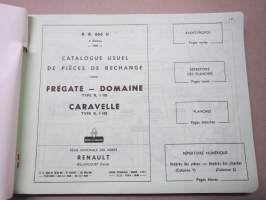 Renault Frégate, Domaine Type R. 1103, Caravelle Type R. 1102 / P.R. 606U 3. Edition 1960 Catalog usuel de pièces de rechange -varaosaluettelo