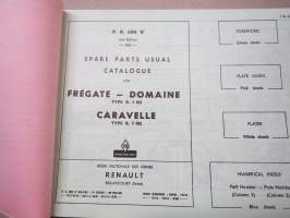 Renault Frégate, Domaine Type R. 1103, Caravelle Type R. 1102 / P.R. 606U 3. Edition 1960 Catalog usuel de pièces de rechange -varaosaluettelo