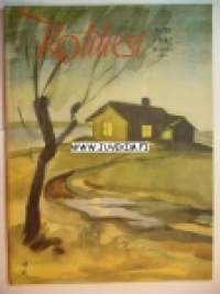 Kotiliesi 1947 nr 22. Artikkeleja mm  Turun Marttojen Talouskoulu  antaa jälkiruokaohjeita vuonna 1947.  Puutyöohjeet:  Taulun kehys. Pehmolelujen teko-ohjeita.