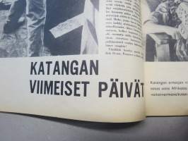 Viikkosanomat 1963 nr 9, 1.3.1963, New York - Värikuvakertomus, Fiat 600 D koeajo, Suuronnettomuuteen varautuminen, Katangan viimeiset päivät, Tähtilippu riisipelto