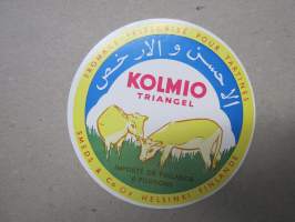 Kolmio - Triangel, Smeds &amp; Co Oy, Helsinki -Valio juustoetiketti / vientietiketti