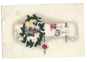 God Jul  kivipaino - joulukortti kulkenut 1921