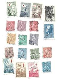 19 kpl vuoden 1954 postimerkkejä - postimerkki