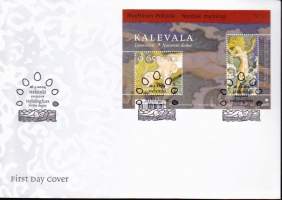 Suomi FDC (ensipäiväkuori) Myyttinen Pohjola - Kalevala Luonnotar BL34.  (26.3.2004). LAPE 1694-1695.