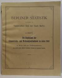 Berliner Statistik. 2. Heft.   Die Ergebnisse der Grundstùcks- und Wohnungsaufnahmen im Jahre 1900 in Berlin und den Nachbargemeinden. (Tilastoja)