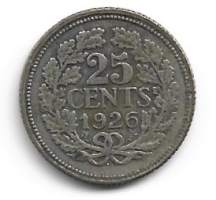 Hollanti 25 cent 1926   hopeaa