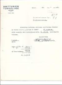 Vaatturien Tukkuliike Helsinki  1939 -  firmalomake