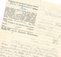 Vangin lähettämä kirje 1939  ... vangille lähetettävä kirje lähetettäköön ehdottomasti osoitteella Turun Keskusvankilan Johtaja Turku