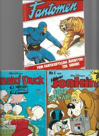 Fantomen 111, Joakim  ruotsinkielinen ja Donald Duck saksankielinen - sarjakuva pokkari 3 kpl erä