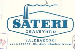 Säteri Oy Valkeakoski 1958  firmalomake