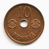 10  penniä  1943