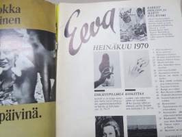 Eeva 1970 nr 7 Harriet Eriksson &amp; Martti Etelävuori, Ansa Ikonen, Sokos Kemi mainos, Arvo Siikamäki, Suomalainen lomanvietto, Dustion Hoffman, Keinonainen seksinukke