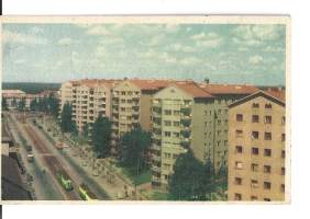 Helsinki Mannerheimintie  paikkakuntakortti, paikkakuntapostikortti  postikortti kulkenut 1959