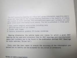 SKF Automotive Bearing list 1976 part 2 trucks, vans, buses -   -laakerien luettelo, kertoo merkkikohtaisesti minkä numeron laakereita kyseisessä laitteessa on