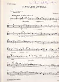 Sello-/pianonuotit - Liszt - La Lugrube Gondola für  Violoncello Und Klavier. Sellolle ja pianolle. Erilliset sellonuotit mukana. Katso sisältö kuvista.