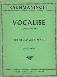 Sello-/pianonuotit - Rachmaninoff - Vocalise, Opus 34, N:o 14.  Für Cello and Piano. Sellolle ja pianolle. Erilliset sellonuotit mukana. Katso sisältö kuvista.