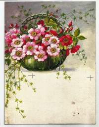 Elena Kojine,   Kukkia   alkuperäismaalaus, postikortin originaali 14x10 cm kehystämätön sign E Kojine  /  Elena Kojine syntyi 1871 Venäjällä ja kuoli