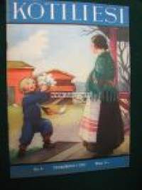 Kotiliesi 1932 nr 9 (kansi Martta Wendelin ) Toukokuu 1932. Askarteluohje: vesiratas. Artikkeli Torakat Suomesta sukupuuttoon.Värikuvassa matto, mallin nimi