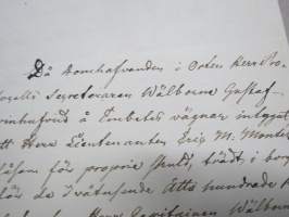 A.D. 26. April 1819 - Embetsmemorial, Lieutenanten Eric M. Montell´in velka-asia velkojana &quot;Capitainen&quot; Wälborne Carl Johan Uggla -allekirjoitus A. Haartman
