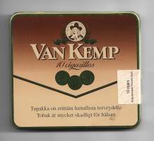 Van Kemp - sikarilaatikko peltiä , koko 9x9x1  cm