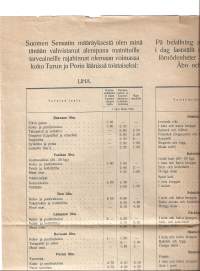 Suomen Senaatin määräyksestä olen vahvistanut tarveaineille  LIHA rajahinnan Turun ja Porin läänissä 1918 suomeksi, venäjäksi ja ruotsiksi