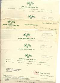 John Nurminen  Oy  Helsinki  laivojen huolintalaskuja 1950 l - firmalomake  10 kpl erä