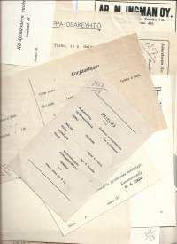 Erä n 15 kpl blankoja lomakkeita yms 1917-18