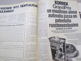 Moottori-Motor 1973 nr 5, Ahveniston automuseo, HM Keisarillinen juna, Auto ja kaupunki, Ilmajäähdytys kuorma-autossa, Suomalainen Solifer asuntovaunu...