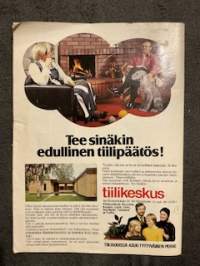 Kotiliesi 1974 nr 10, Pirjo Lausamo-Laine, Villa Jussi, kesäkeittiö, Toini ja Antti Sointu perheineen - syö terveesti voit hyvin