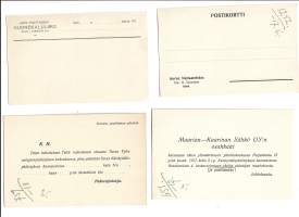 Firmakortteja  1918-  firmakortti  4 kpl erä kulkemattomia