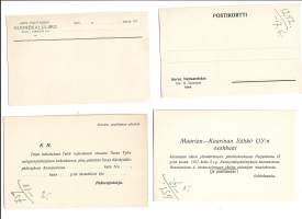 Firmakortteja  1918-  firmakortti  4 kpl erä kulkemattomia