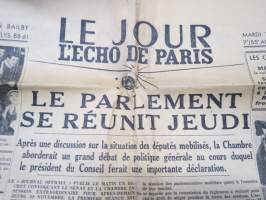 Le Jour - L´echo de Paris 28.11.1939 -sanomalehti, sisältää uutisointia mm. Suomen armeijan liikekannallepanosta ym.