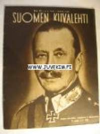Suomen Kuvalehti 1942 nr 23 (Kansikuvassa Mannerheim), Suomen marsalkka Mannerheim 75 vuotta, korkeita vieraita Päämajassa