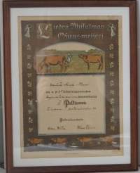 Liedon Yliskulman Osuusmeijeri kehystetty juliste 43x33 cmlitografia Edvin Lyden 1922