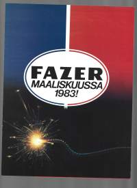 Fazer maaliskuussa 1983 -  Marketindex - eri valmistajien makeisrasioiden ja karkkipussien  myyntitilasto- kärjessä Fazerin Eucalyptus ja Chymoksen  Marianne