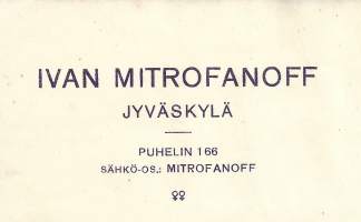 Ivan Mitrofanoff Jyväskylä 1926  - firmalomake
