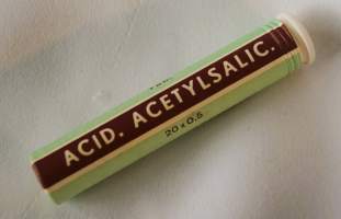 Acid, acetylsalic,-  tyhjä käyttämätön  tuotepakkaus  putkilo pahvia 90x10 mm