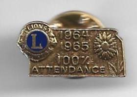 Lions Club  1964-65   100 % pinssi   rintamerkki