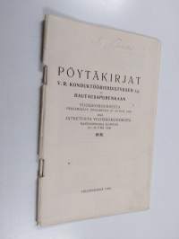 Pöytäkirjat V. R. Konduktööriyhdistyksen r.y. ja hautausapurenkaan vuosikokouksesta Pieksämäellä maaliskuun 28-29 p:nä 1936 sekä jatketusta vuosikokouksesta Ranta...