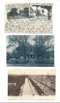 Paris Ranska, Abocobi Ghana Afrikka ja Haddebo Ruotsi - postikortti paikkakuntapostikortti  vanha sekal erä  3 kplkulkenut 1903 merkit pois