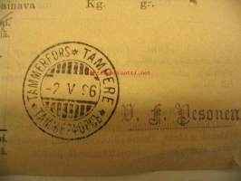Kirjatun lähetyksen kuitti 2.5.1896 Tampere