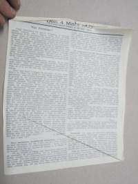 Den 4. Mars 1905 -sortokauden aikainen Tukholmassa julkaistu lehtinen
