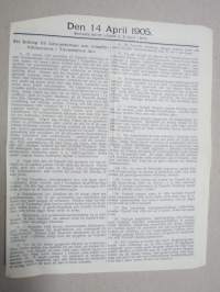 Den 14. April 1905 -sortokauden aikainen Tukholmassa julkaistu lehtinen
