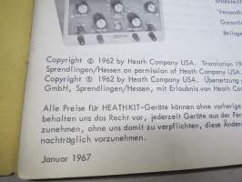 Heathkit FS-Breitbvand-Oszillograf de luxe Modell 10-12E - BAu- und Bedienungsanleitung