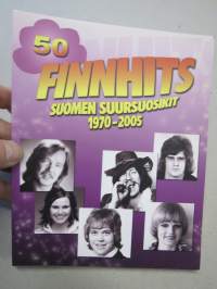 Finnhits Suomen suursuosikit 1970-2005 -nuotit ja sanat, kaikki kappalenimet näkyvät kohteen kuvissa.